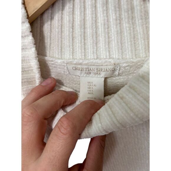 Christian Siriano White Christmas Argyle turtle Neck Ribbed Cuff Sweater Size L - Picture 4 of 13